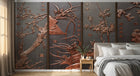 Design L0684 — Papier peint Quatre nobles plantes relief cuivre — Novomur
