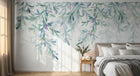 Design L0892 — Papier peint Branches feuilles vert eau cascade pastel — Novomur