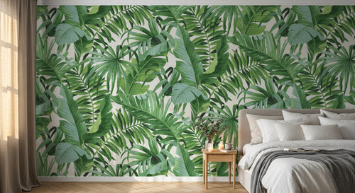 Design L0943 — Papier peint Pattern palmes vert vif repete — Novomur