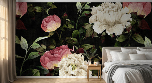 Design SD0015 — Papier peint Floral Pivoines et Roses - Collection 1 — Novomur
