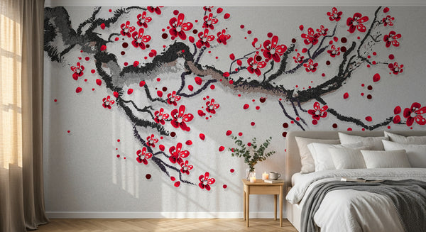Papier peint Cerisier en Fleurs - Sur mesure
