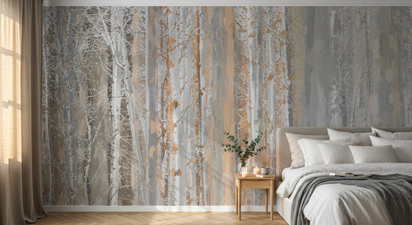 Papier peint panoramique Forêt Bouleaux - Sur mesure