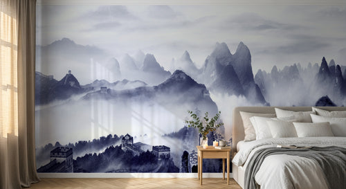 Design SD0445 — Papier peint Asie Encre Bleue — Novomur