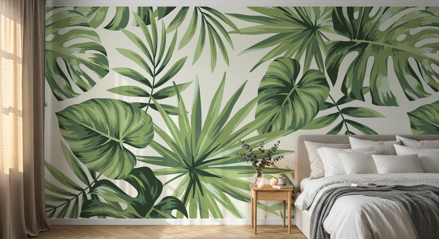 Design SD0468 — Papier peint Palmier Tropical Vert - Collection 4 — Novomur