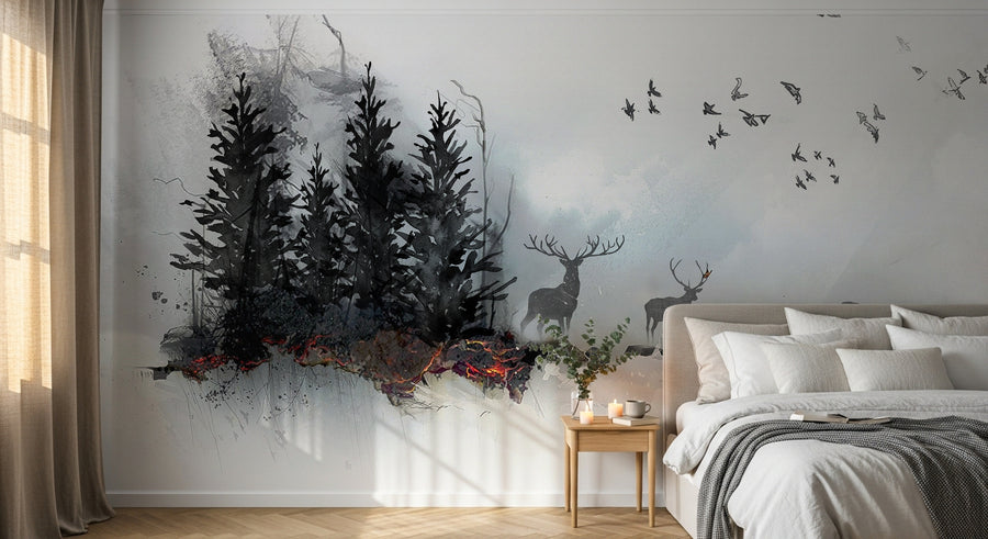 Design SD0752 — Papier peint Forêt Pins et Sapins - Collection 2 — Novomur