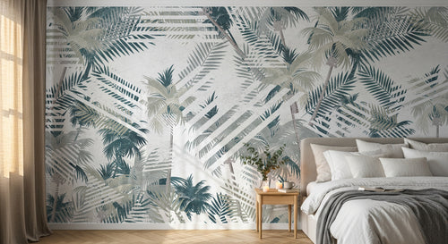 Design SK0101 — Papier peint Palmier Tropical Vert - Collection 4 — Novomur