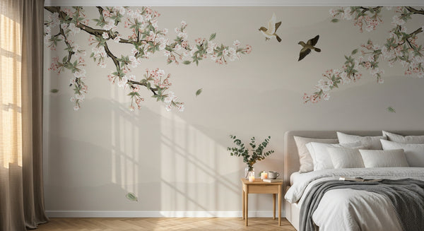 Papier peint Cerisier en Fleurs - Sur mesure