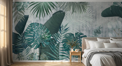 Design SK0158 — Papier peint Palmier Tropical Vert - Collection 1 — Novomur