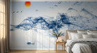 Design SK0162 — Papier peint Asie Encre Bleue — Novomur