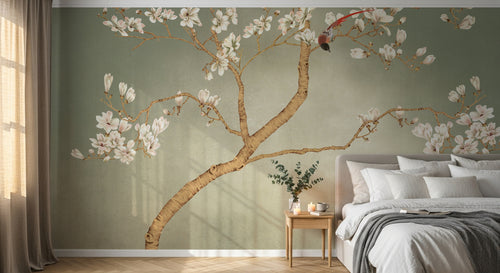 Design SK0166 — Papier peint Magnolia & Oiseaux — Novomur