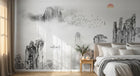 Design SK0212 — Papier peint Asie Encre Noire Pagode — Novomur