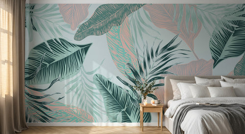 Design SK0817 — Papier peint Palmier Tropical Vert - Collection 2 — Novomur