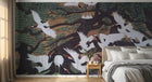 Design SL0002 — Papier peint Grues blanches sous pin peinture asiatique — Novomur