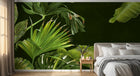 Design SL0026 — Papier peint Feuillage tropical fond vert sombre — Novomur
