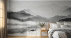 Design SL0027 — Papier peint Paysage lac brumeux noir blanc montagnes — Novomur