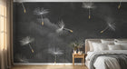 Design SL0115 — Papier peint Pissenlits aigrettes fond gris fonce — Novomur