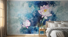 Design SL0187 — Papier peint Lotus aquarelle splash bleu vert — Novomur