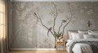 Design SL0199 — Papier peint Arbre oiseaux exotiques chinoiserie beige — Novomur