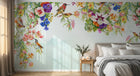 Design SL0226 — Papier peint Cascade fleurs colorees colibris exotiques — Novomur