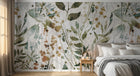 Design SL0235 — Papier peint Feuilles botaniques aquarelle vert beige — Novomur