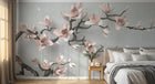 Design SL0283 — Papier peint Magnolia rose pale 3D relief gris — Novomur