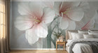 Design SL0298 — Papier peint Amaryllis blanc rose 3D relief gris — Novomur