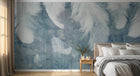 Design SL0331 — Papier peint Plumes blanches fond bleu pastel — Novomur