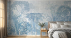 Design SL0339 — Papier peint Foret gravure bleu vintage botanique — Novomur
