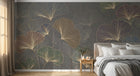 Design SL0351 — Papier peint Ginkgo nervures dorees multicolores gris — Novomur