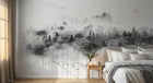 Design SL0388 — Papier peint Foret brumeuse aerienne soleil rose — Novomur