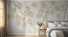 Design SL0441 — Papier peint Branches dorees feuilles rondes beige — Novomur