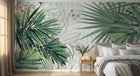 Design SL0448 — Papier peint Palmes fougeres contours blanc minimaliste — Novomur