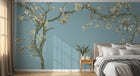 Design SL0498 — Papier peint Amandier fleurs blanches Van Gogh fond bleu — Novomur
