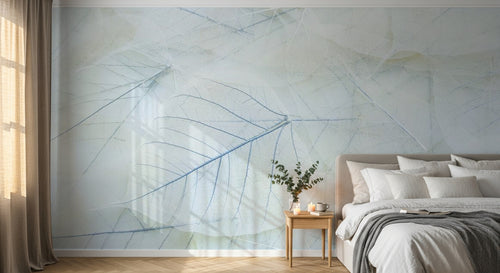 Design SL0502 — Papier peint Feuilles squelettes transparentes pastel — Novomur