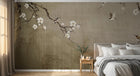 Design SL0504 — Papier peint Cerisier blanc oiseaux paysage chinois beige — Novomur