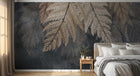 Design SL0583 — Papier peint Fougeres dorees fond gris brumeux luxe — Novomur