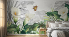 Design SL0662 — Papier peint Calla blanches feuillage tropical papillons — Novomur