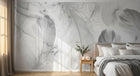 Design SL0706 — Papier peint Plumes blanches transparentes marbre — Novomur