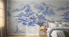Design SL0725 — Papier peint Paysage porcelaine bleu blanc montagnes — Novomur