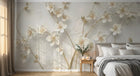 Design SL0732 — Papier peint Petites fleurs blanches relief beige luxe — Novomur