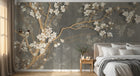 Design SL0820 — Papier peint Magnolia blanc oiseaux fond beton (variante SK0283) — Novomur