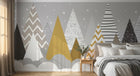 Design SL0869 — Papier peint Sapins motifs scandinave neige enfant — Novomur
