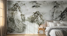 Design ZX0088 — Papier peint Paysage encre karstique barque montagnes — Novomur