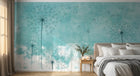 Design ZX0122 — Papier peint Pissenlits noirs ciel turquoise nuages — Novomur