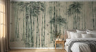 Design ZX0147 — Papier peint Foret bambous oiseaux fond beige chinois — Novomur