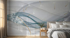 Design ZX0331 — Papier peint Vagues bleues pissenlits abstrait moderne — Novomur
