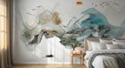 Design ZX0344 — Papier peint Paysage abstrait montagnes soleil barque — Novomur