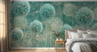 Design ZX0498 — Papier peint Pissenlits turquoise grunge texture — Novomur