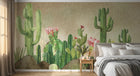 Design ZX0531 — Papier peint Cactus fleurs roses dunes desertiques — Novomur