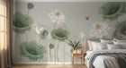 Design ZX0568 — Papier peint Lotus blancs feuilles libellule beige — Novomur